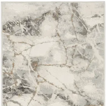8' Ivory and Gray Abstract Non Skid Runner Rug