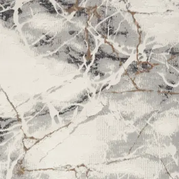 4' X 6' Ivory Black and Gray Abstract Non Skid Area Rug