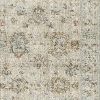 12' Ivory And Black Floral Distressed Runner Rug