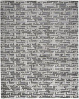 9' X 12' Blue Geometric Distressed Area Rug