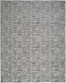 8' X 10' Blue Geometric Distressed Area Rug