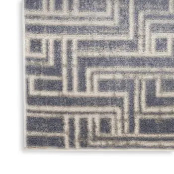 5' X 7' Blue Geometric Distressed Area Rug