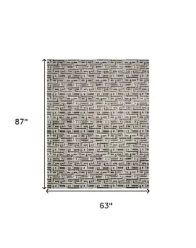 5' X 7' Gray Geometric Distressed Area Rug