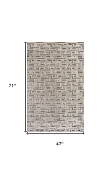 4' X 6' Gray Geometric Distressed Area Rug