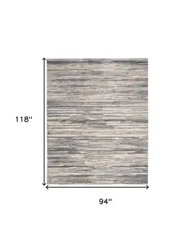 8' X 10' Cream Abstract Distressed Area Rug