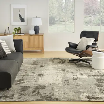 8' X 10' Cream Abstract Area Rug