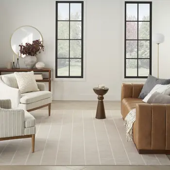 9' X 12' Cream Geometric Area Rug