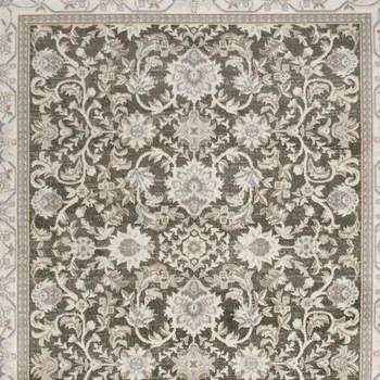 9' X 12' Gray Floral Distressed Area Rug