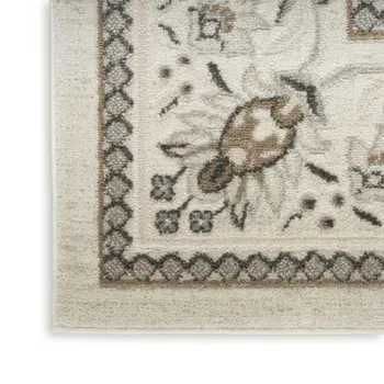8' X 10' Cream Floral Distressed Area Rug