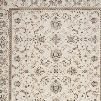 8' X 10' Cream Floral Distressed Area Rug