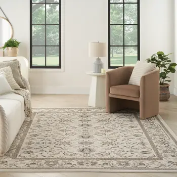 8' X 10' Cream Floral Distressed Area Rug