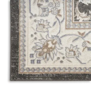 8' X 10' Gray Floral Distressed Area Rug