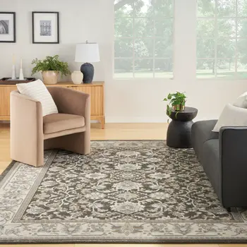 8' X 10' Gray Floral Distressed Area Rug