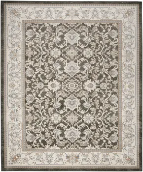 5' X 7' Gray Floral Distressed Area Rug