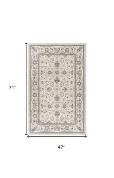 4' X 6' Cream Floral Distressed Area Rug