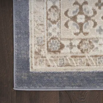9' X 12' Blue Geometric Distressed Area Rug