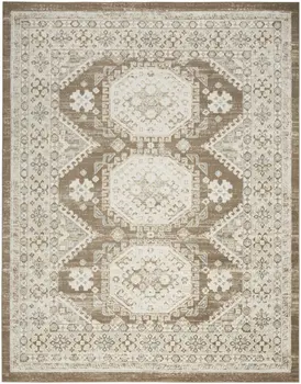 9' X 12' Brown Geometric Distressed Area Rug