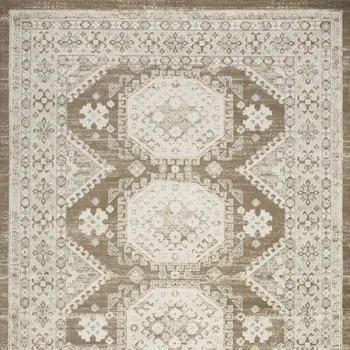 9' X 12' Brown Geometric Distressed Area Rug