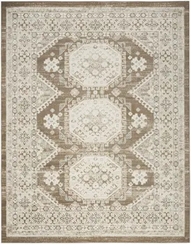 8' X 10' Brown Geometric Distressed Area Rug