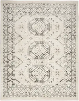 8' X 10' Gray Geometric Distressed Area Rug