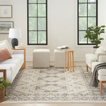 8' X 10' Gray Geometric Distressed Area Rug
