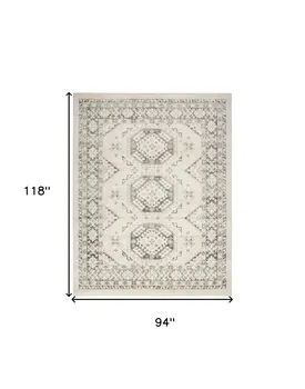 8' X 10' Gray Geometric Distressed Area Rug