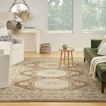 5' X 7' Brown Geometric Distressed Area Rug
