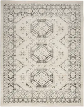 5' X 7' Gray Geometric Distressed Area Rug