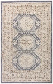 4' X 6' Blue Geometric Distressed Area Rug