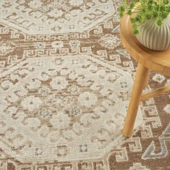 4' X 6' Brown Geometric Distressed Area Rug