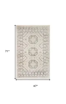 4' X 6' Gray Geometric Distressed Area Rug
