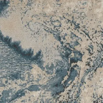 2' X 4' Ivory Teal Blue and Black Abstract Area Rug