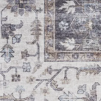 5' X 7' Charcoal and Ivory Oriental Distressed Non Skid Area Rug