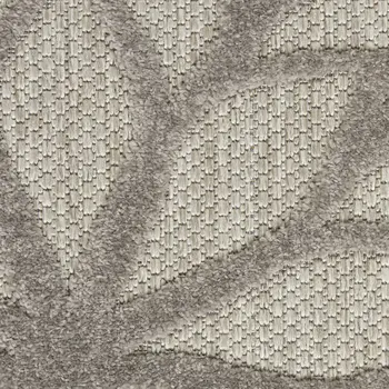 7' X 10' Ivory Gray And Blue Botanical Leaves Area Rug