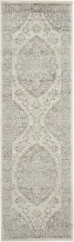 7' Ivory And Gray Floral Medallion Distressed Runner Rug