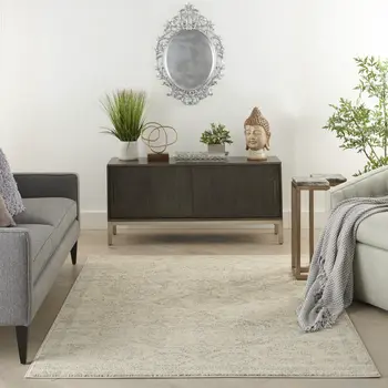 4' X 6' Beige And Gray Oriental Distressed Area Rug