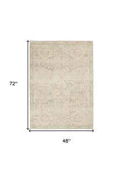 4' X 6' Beige And Gray Oriental Distressed Area Rug