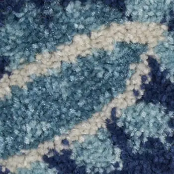 4' X 6' Navy Blue Light Blue and Gray Botanical Leaves Area Rug