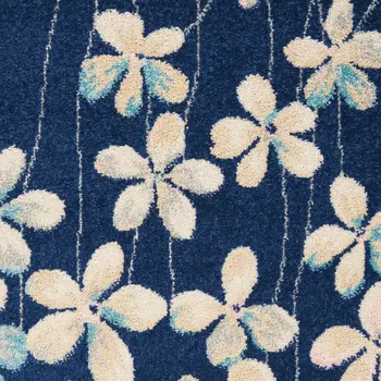 4' X 6' Navy Blue and Ivory Floral Area Rug