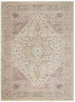 4' X 6' Ivory Pink And Gray Floral Distressed Area Rug