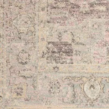 4' X 6' Ivory Pink And Gray Floral Distressed Area Rug