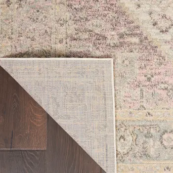 4' X 6' Ivory Pink And Gray Floral Distressed Area Rug