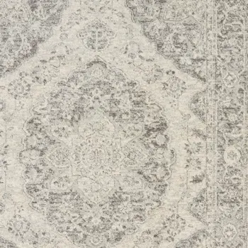 4' X 6' Ivory And Gray Floral Medallion Distressed Area Rug