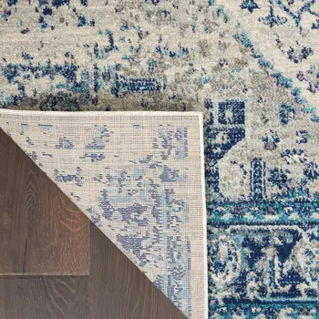 4' X 6' Ivory And Light Blue Floral Medallion Distressed Area Rug