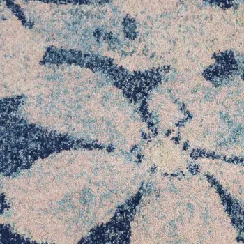 4' X 6' Ivory And Light Blue Floral Medallion Distressed Area Rug