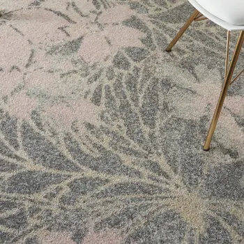 4' X 6' Gray And Pink Floral Area Rug