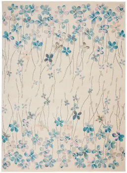 4' X 6' Ivory And Blue Floral Area Rug