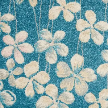 4' X 6' Ivory And Blue Floral Area Rug