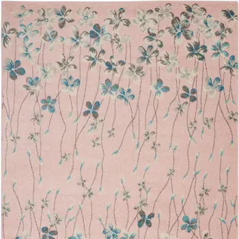 4' X 6' Pink Gray and Blue Botanical Leaves Area Rug