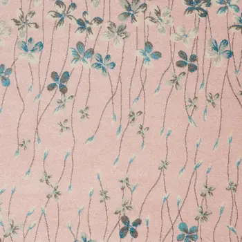 4' X 6' Pink Gray and Blue Botanical Leaves Area Rug